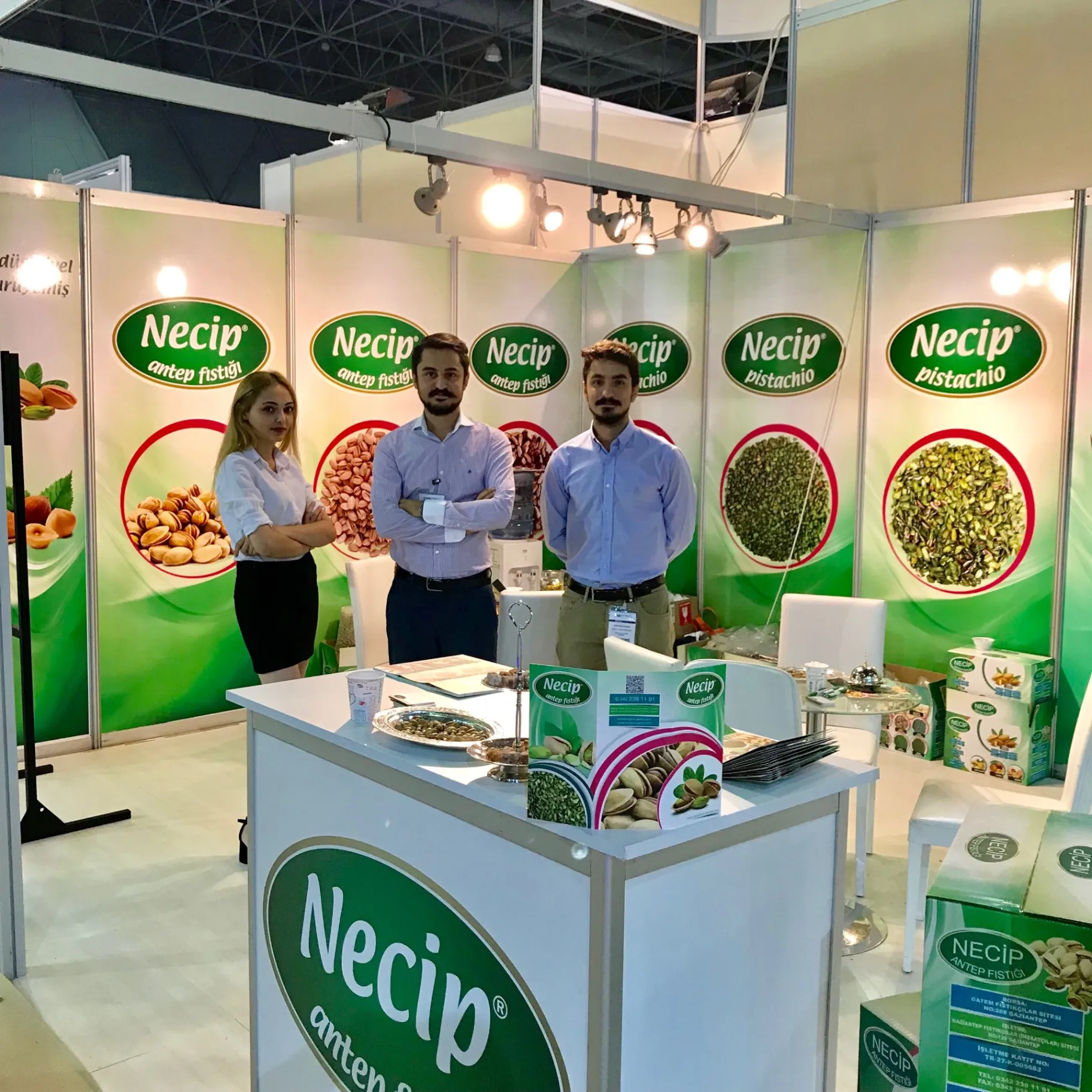 Necip Pistachio professional team at international trade fair booth